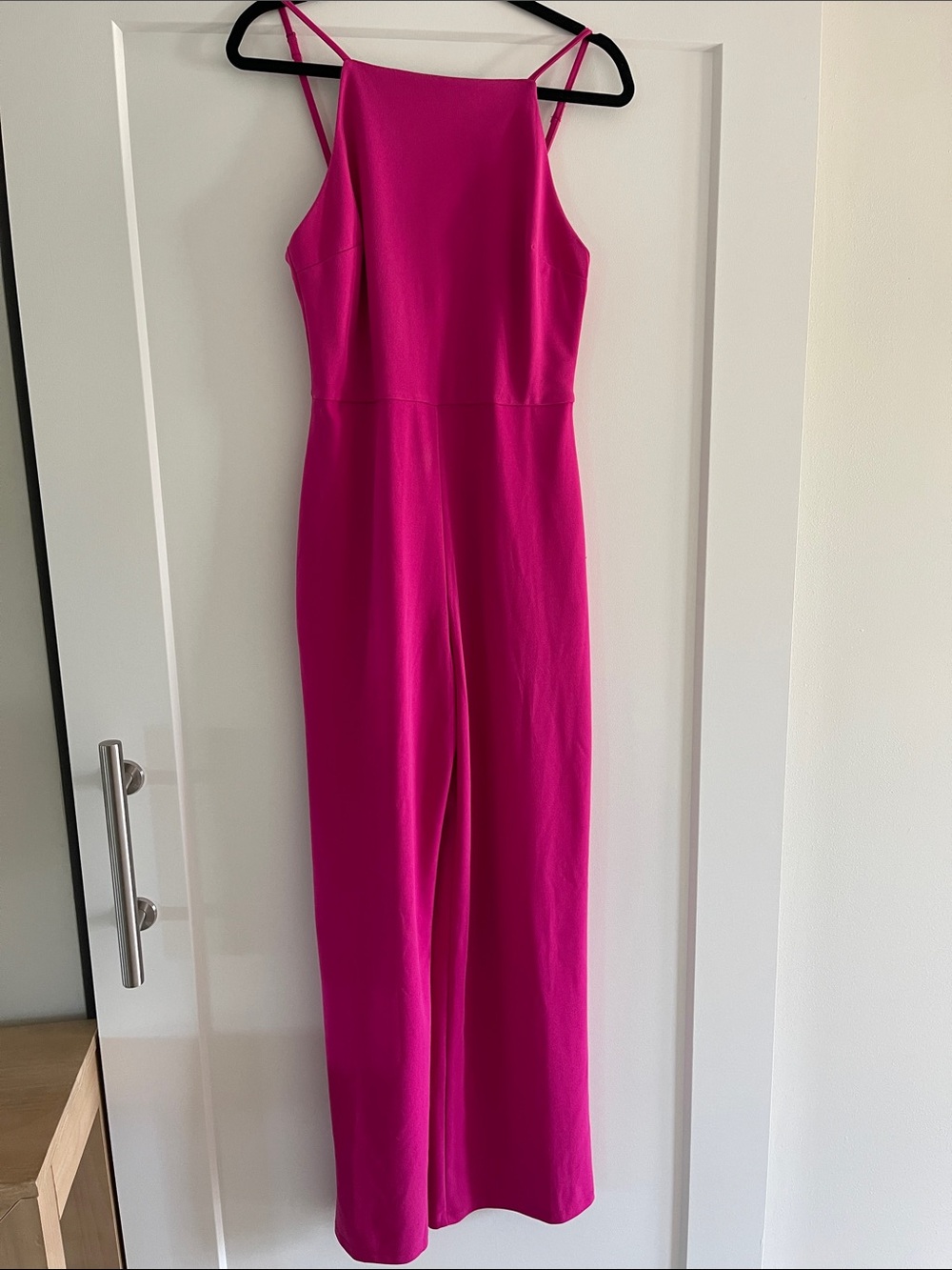 Hot Pink Wide-Leg Jumpsuit with Spaghetti Straps